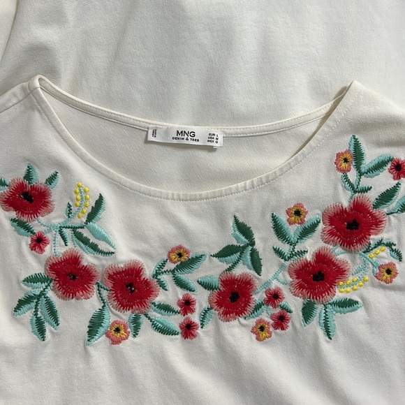 Mango tshirt dress with floral embroidery - Picture 2 of 2